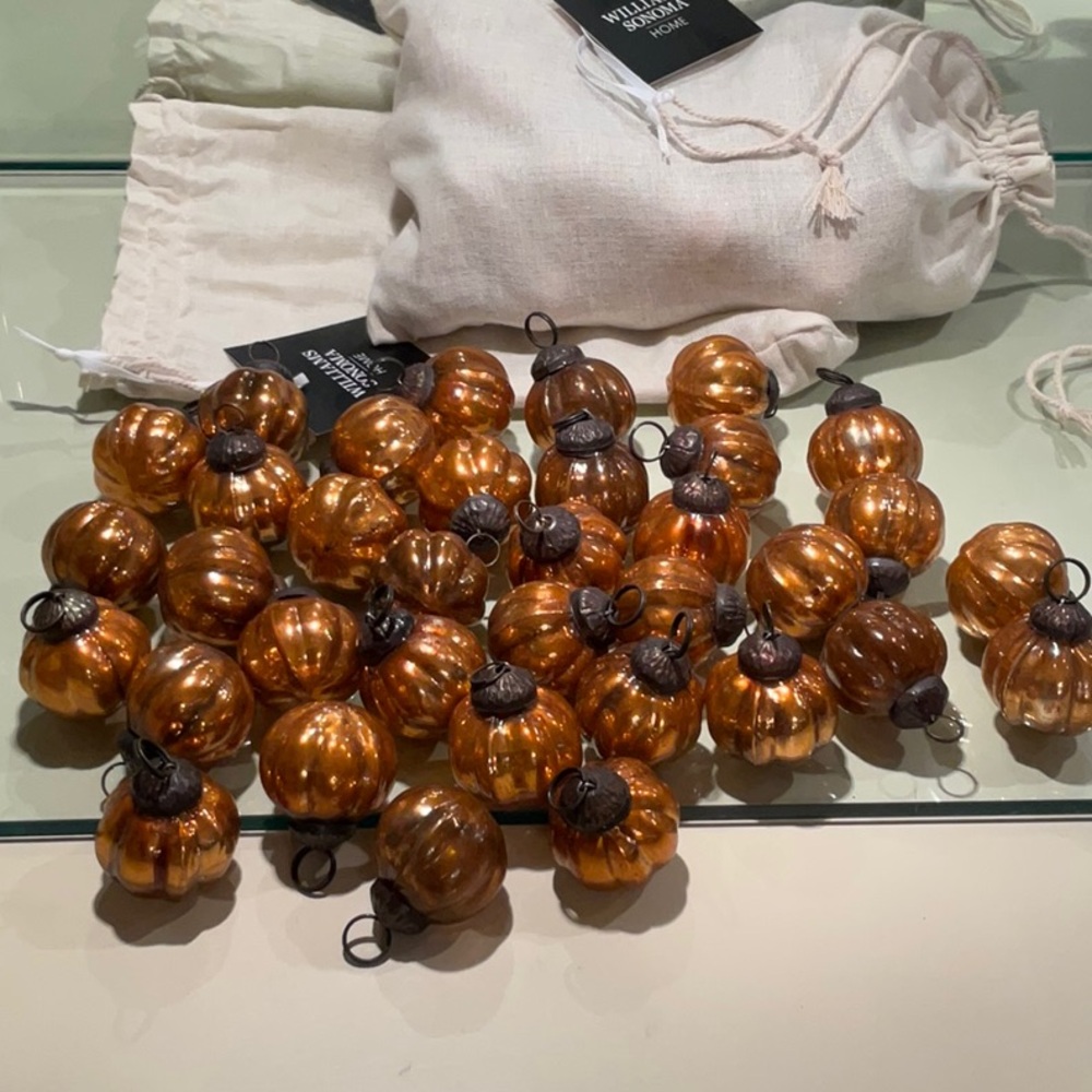 Bag of 35 mercury glass pumpkins! 1.5”x2”.  Wonderful, fun and many uses.  Mint. - Picture 2 of 5